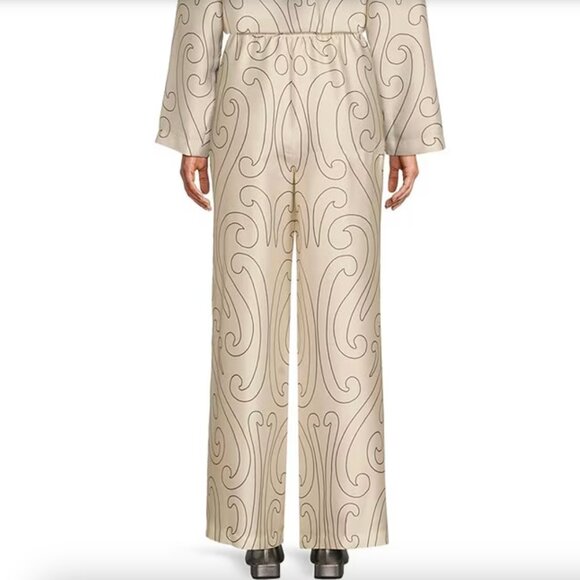 Antonio Melani x Elizabeth Damrich Dali Printed Satin Twill Flat Front Pants M - Picture 3 of 5